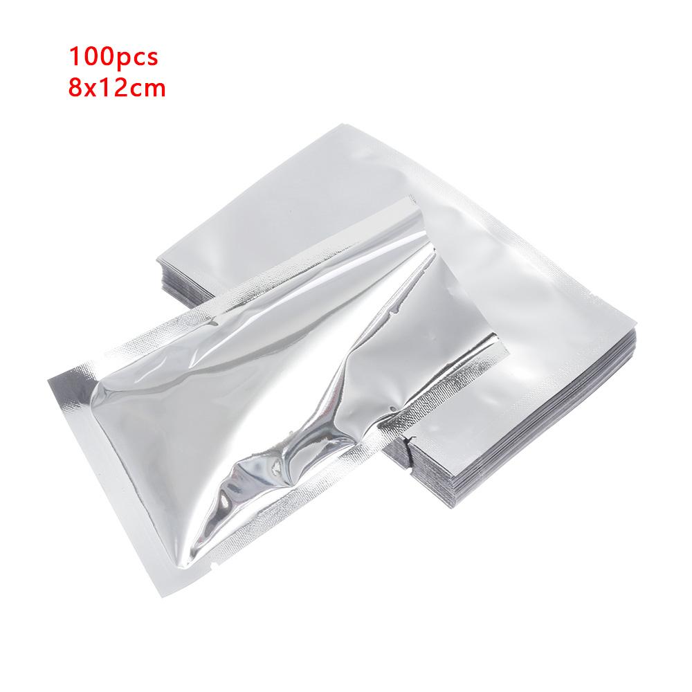 100 STÜCKE Silber Heißversiegelung Aluminiumfolienbeutel Vakuumierbeutel Lebensmittelqualität Aufbewahrungsbeutel Küchenzubehör