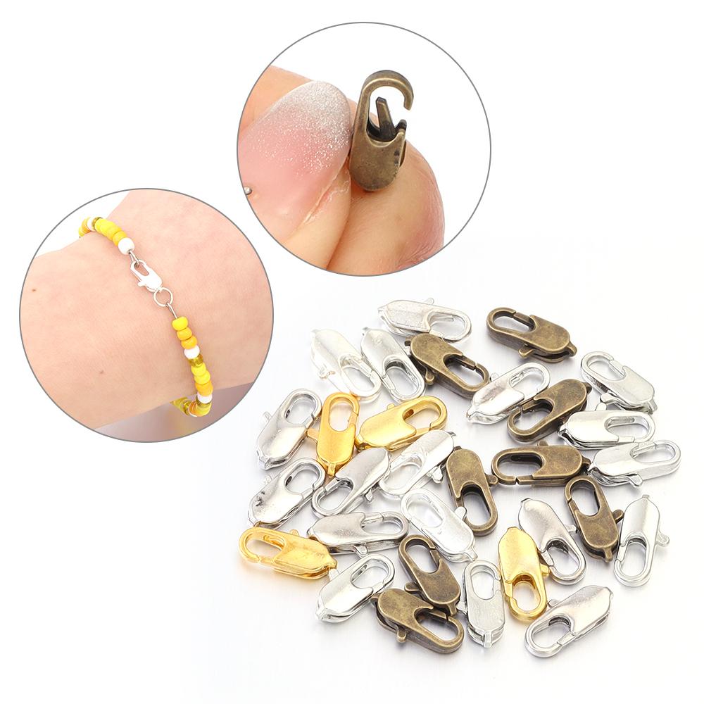 50Pcs/lot Copper Alloy Lobster Clasp Hooks 12x5mm Flat Snap Clasps For Jewelry Making Supplies DIY Necklace Key Chain Wholesale