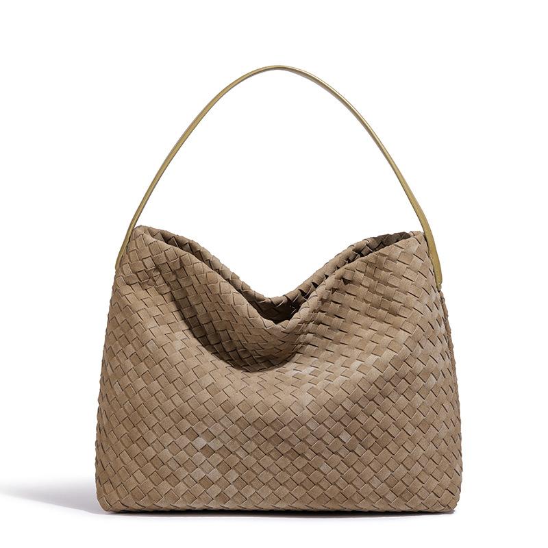 

Retro Matte Leather Single Shoulder Armpit Large Capacity Oblique Span Handmade Textile Fashion Tote Simple Casual Bag 34*11*29
