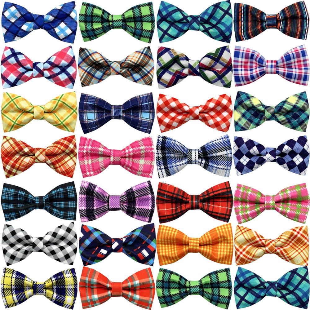 50/100pcs Plaid Style Dog Bow Ties For Collar Removable For Small Dog Cat Bowties Collar Accessories Pet Grooming Bows For Dogs