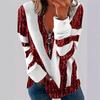 2025 Women's Plus Size 3D Stripe Polo Collar Half-Zip Top - Casual & Comfortable Fashion