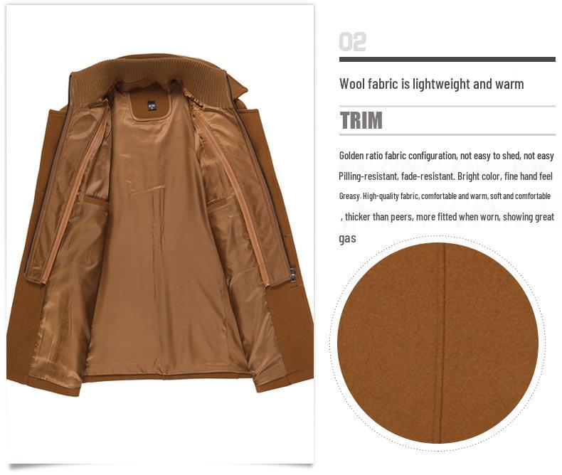 Men's Slim Fit Woolen Trench Coat - Thickened Winter Overcoat and Jacket, Plus Sizes Available