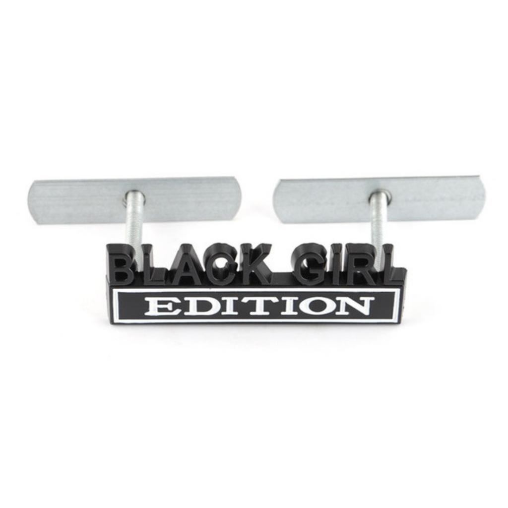1Pc 3D Metal Black Girl Edition Logo Car Front Grille Emblem Badge Rear Trunk Emblem Sticker Decal