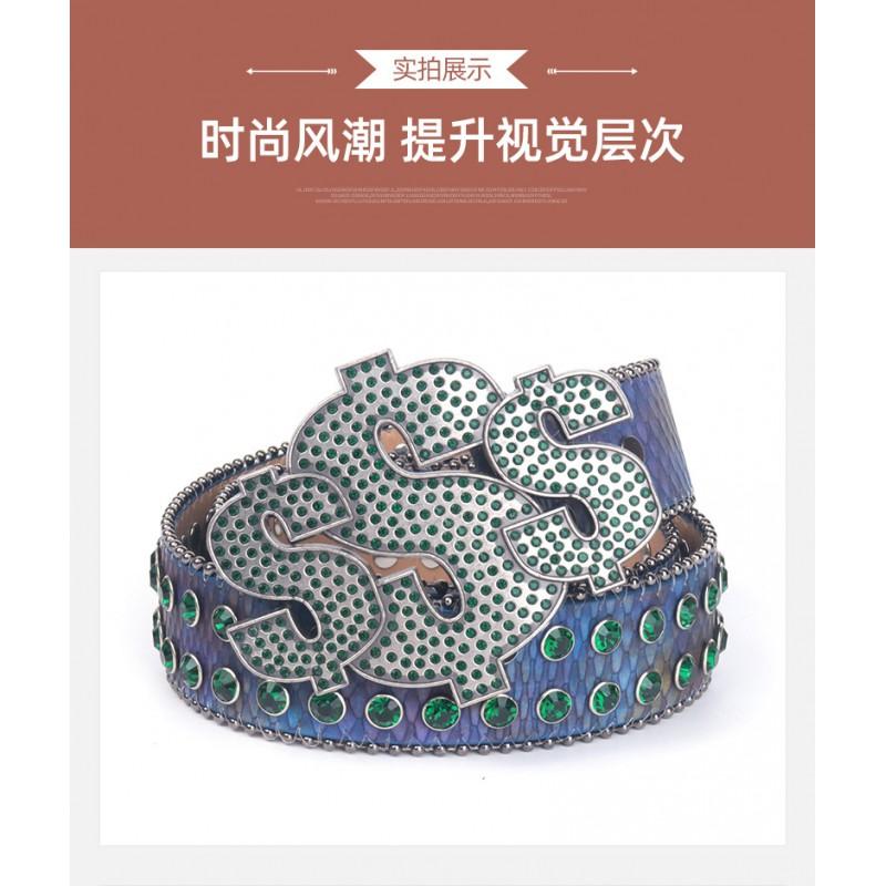 American Fashion Rhinestone Belt S Plate Y2K Style Unisex Men Women