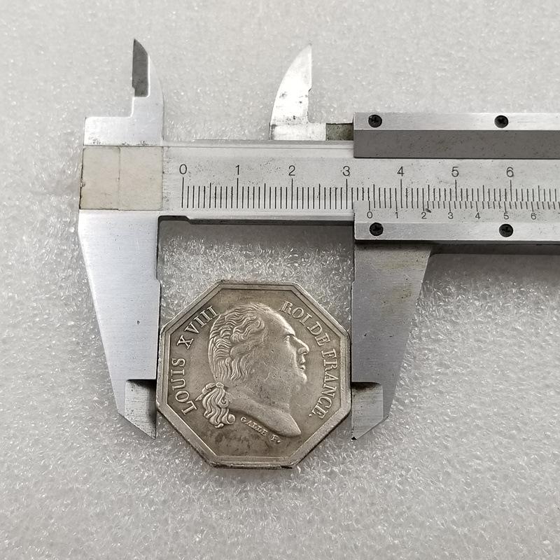 Antique French Octagonal Silver-Plated Commemorative Coin Medal H4667