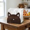 Cat Shape Design Wooden Cat Napkin Holder Wooden Material Decorative Tissue Rack  Cocktail Bar