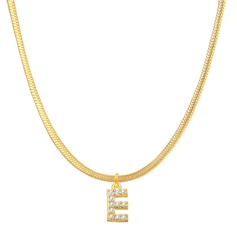 Letter Pendant Necklace in Wind Snake Bone Clavicle Chain Titanium Steel Necklace Zircon Pendant Necklace