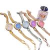 Cadena Redonda Esfera Pequeña Nicho Temperamento Hebilla Ajustable Reloj Pequeño Dorado Reloj de Cuarzo para Mujer