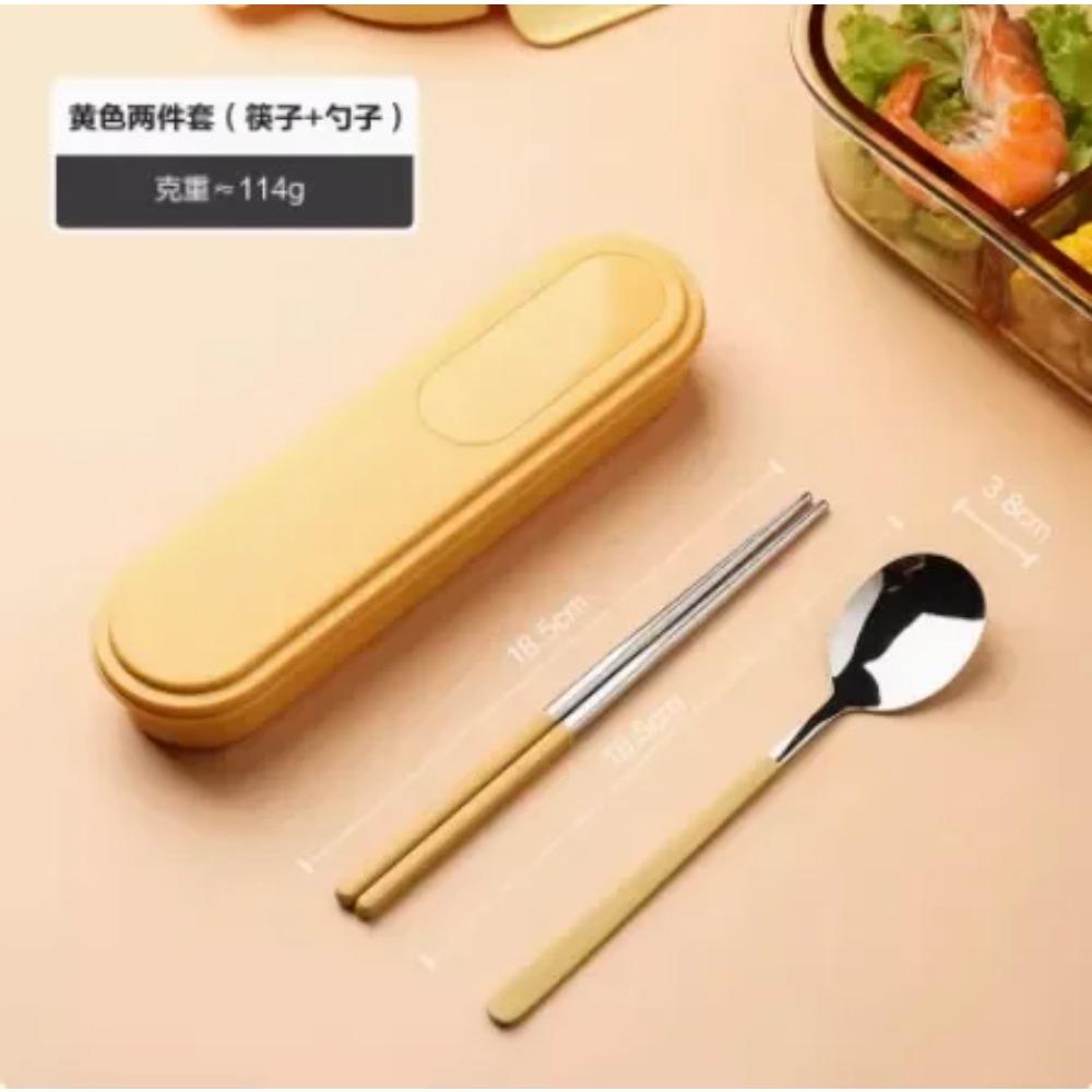 

Портативный набор столовых приборов из нержавеющей стали с коробкой для хранения палочки для еды вилка ложка нож дорожный рождественский набор посуды походные столовые приборы