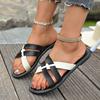 Fashion Plus Size New Flat Slippers Summer Women's Color Block Round Toe Outside Wear European Casual Cool Mopping
