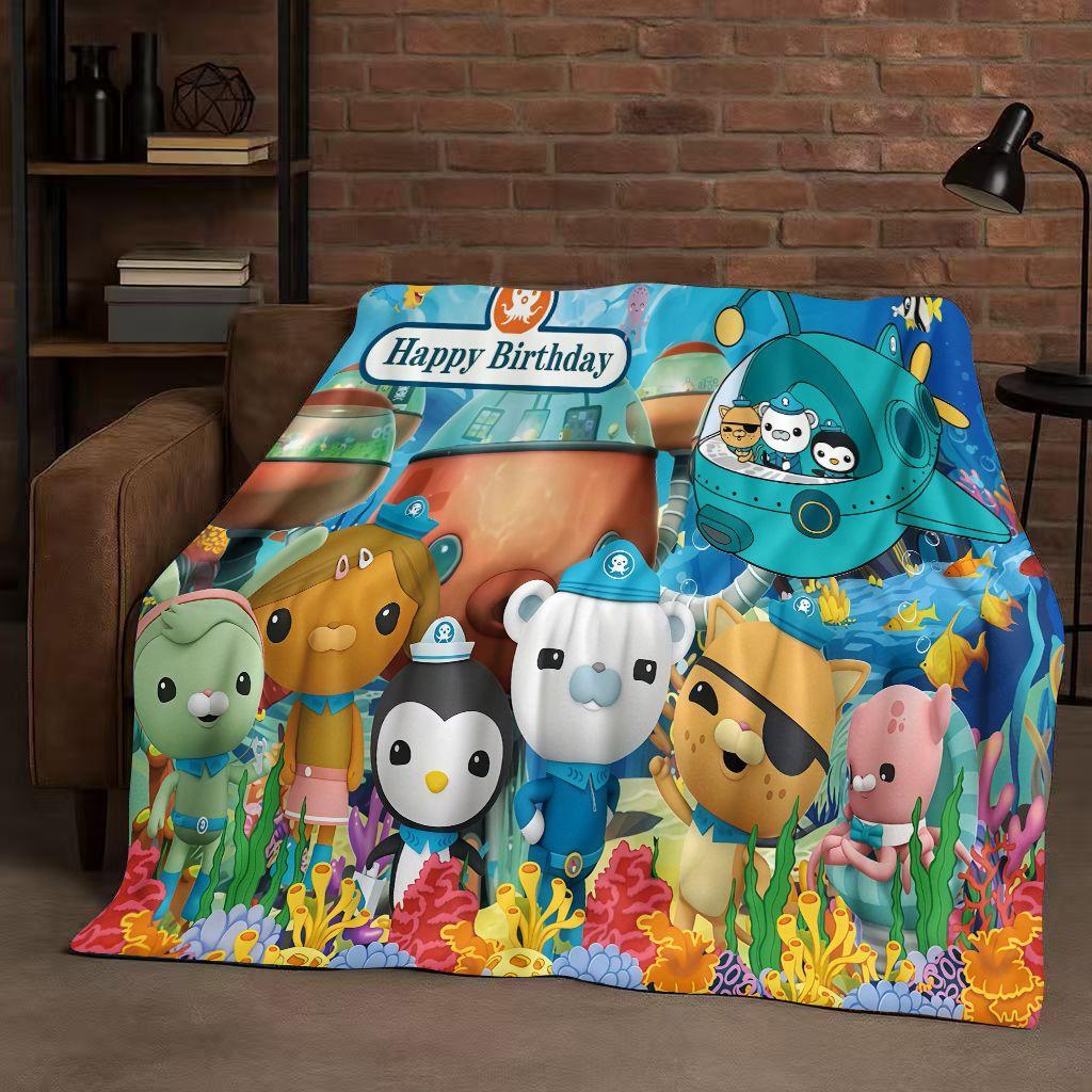 Süße Octonauts Barnacles Cartoon Flanelldecke, Ultraweiche Warme Plüschdecke für Zuhause Schlafzimmer Bett Sofa Abdeckung Büro Reise Kind