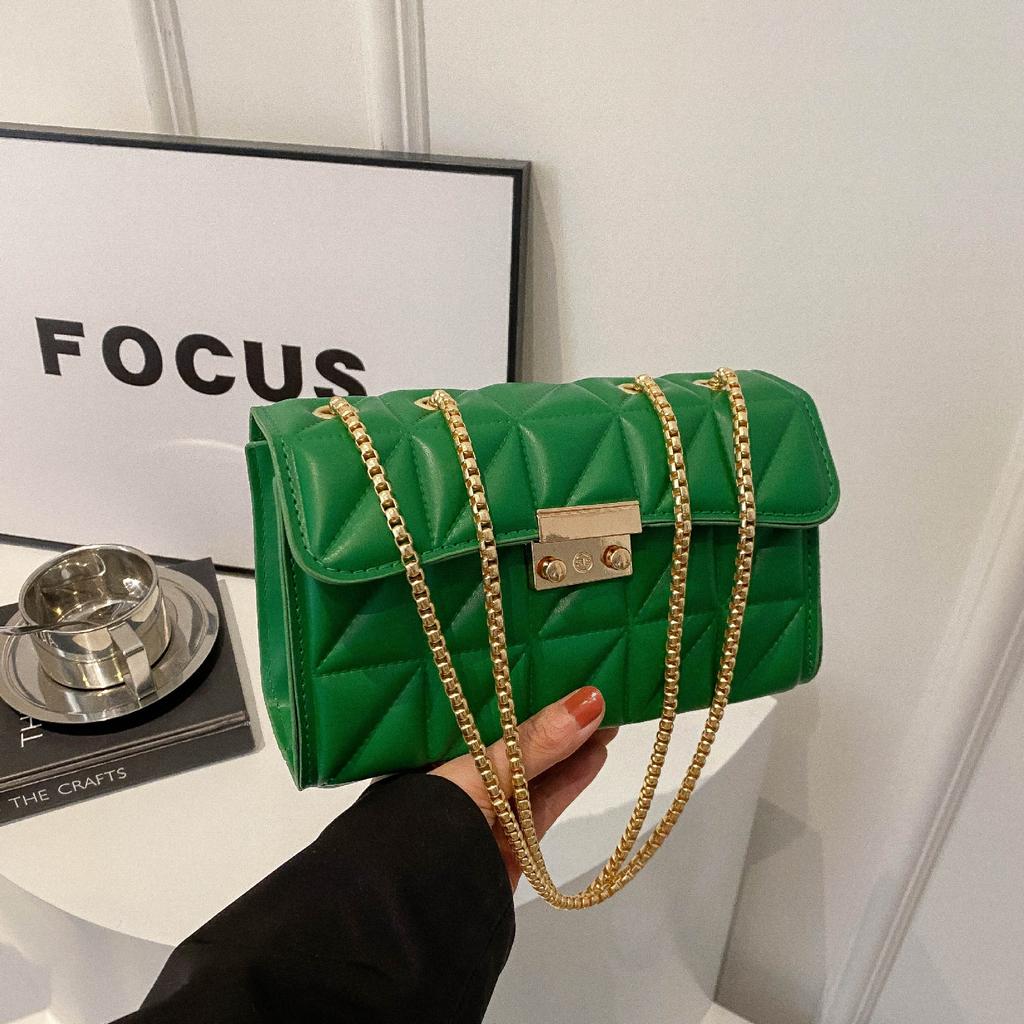 Foreign Style Lock Design Women'S Bag Rhombus Texture Women'S Handbag Casual Foreign Style Shoulder Messenger Bag