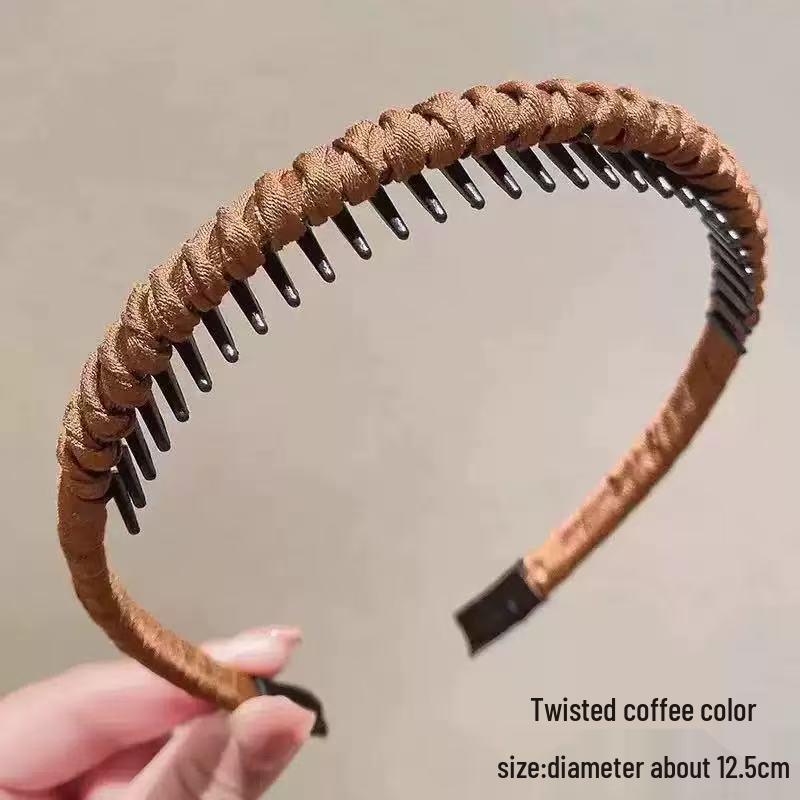 Rutschfestes dünnes geflochtenes Stirnband mit Zähnen für Damen - Ideal zum Waschen des Gesichts und Styling