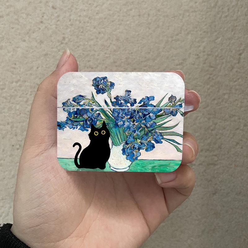 Van Gogh Monet Black Cat Oil Painting Earphone Case For Airpods Pro2 1 2 3 Wireless Headphone Cover For Air Pods Pro Accessories Airpods 1 2