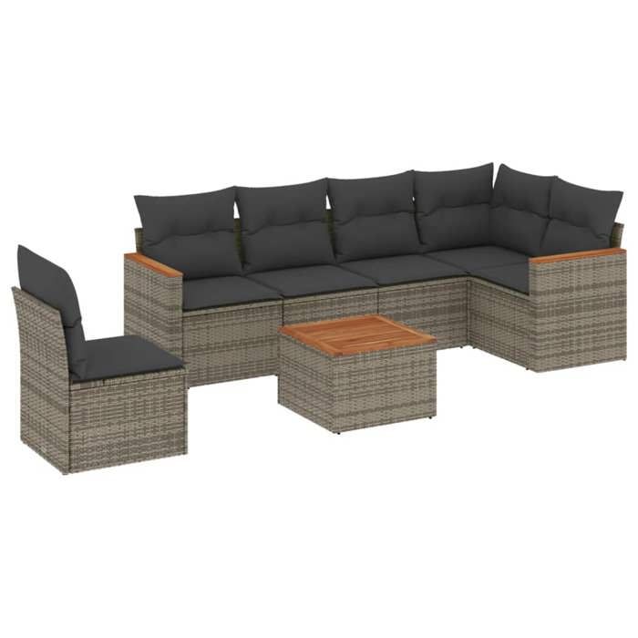 VidaXL Garden Lounge Set with Cushions 7 Pcs, Patio Sofas, Patio Furniture Set, Outdoor Furniture, Grey 3258427