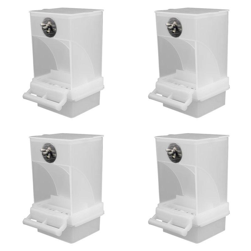 

4X White Bird Feeders Automatic Parrot Feeder Drinker Seed Food Container Cage For Small And Medium Parakeets білий