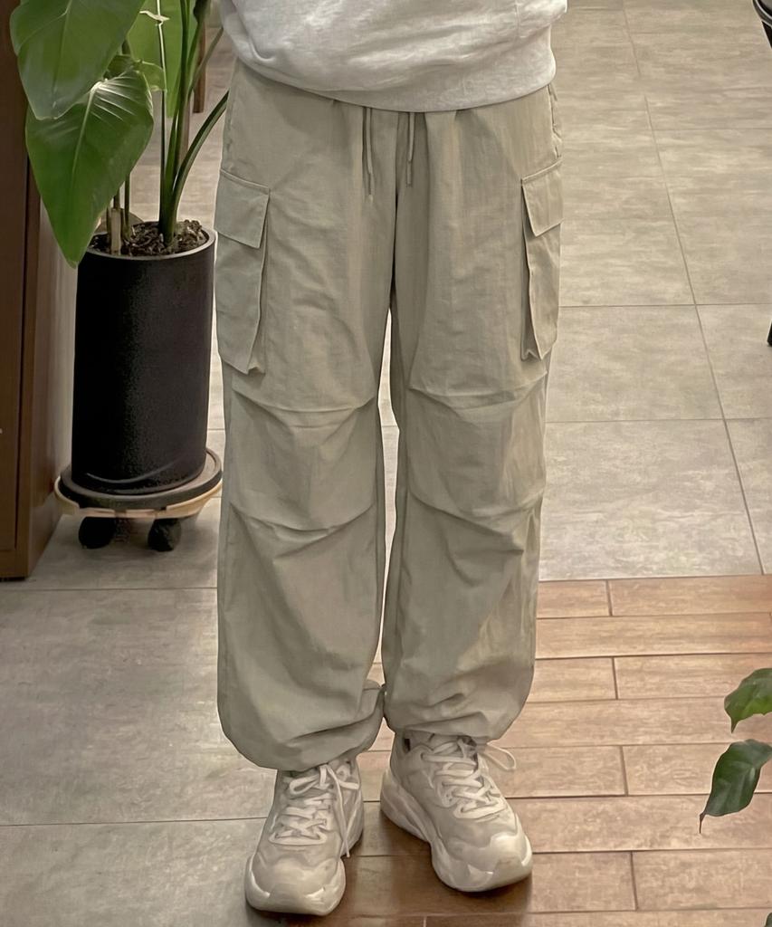 CGP Nylon Cargo Parachute Pants - Beige