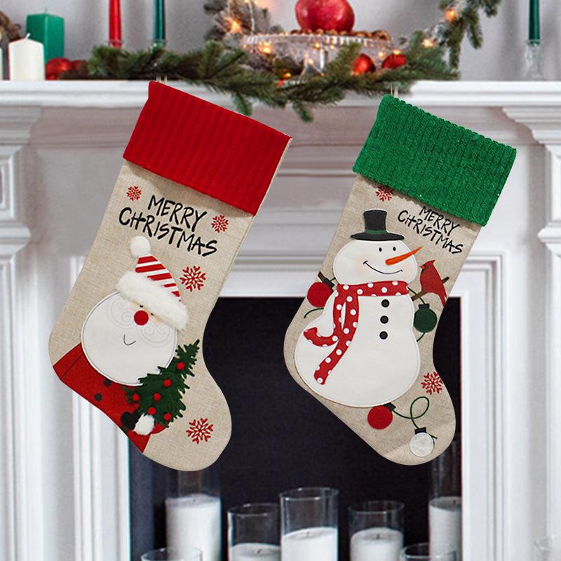 Christmas Socks Christmas Candy Stockings Christmas Tree Pendant Santa Snowman Gift Bag Christmas Decorations