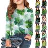 Mädchen Langarm T-Shirts Kinder Herbst Tops Rundhals Bedruckt Basic T-Shirts St. Patrick's Day