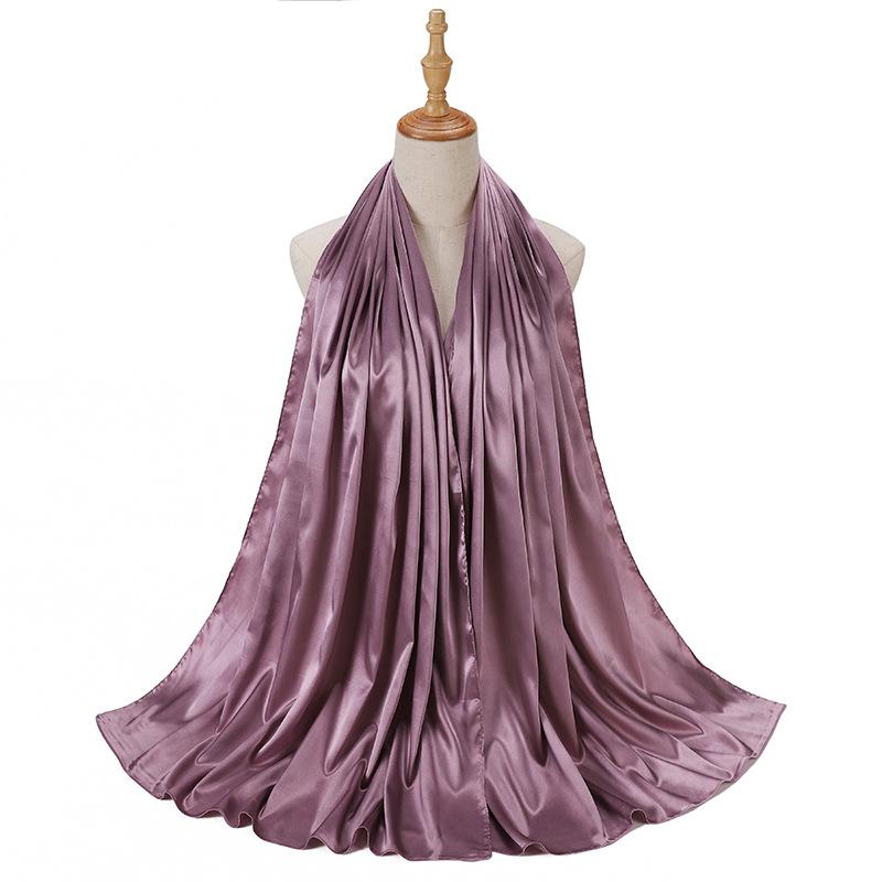 Luxury Satin Hijab Femme Solid Women Imitation Silk Beach Wrap Silk Scarf Shawls Bandana Muffler Scarves Bufandas Mujer Stoles