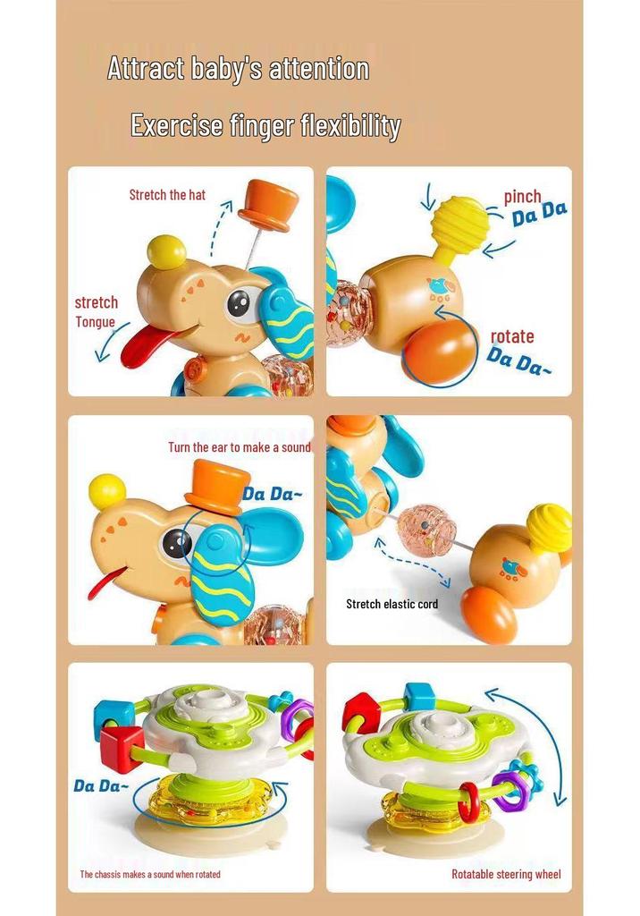 Multifunctional Sensory Suction Cup Puppy Toy - Educational & Fun for Babies