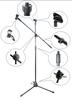 [MBK] 1 Microphone Stand, Boom Microphone Stand, Tripod Stand, Stable, Foldable, Extendable Arm, Straight, 360 Degree & Height Adjustable, Black,