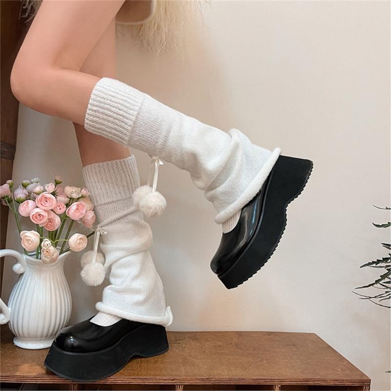Fashionable Leg Warmer Sleeve Nylon Warm Foot Covers with Lovely Bows Suitable for All Ages