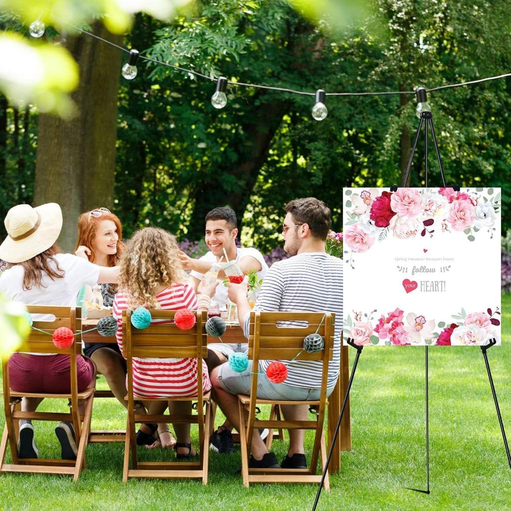 RRFTOK Easel Stand for Sign,63'' Instant Lightweight Portable Ground Easel for Wedding Sign and Poster Display Stand, Metal Tripod with Portable