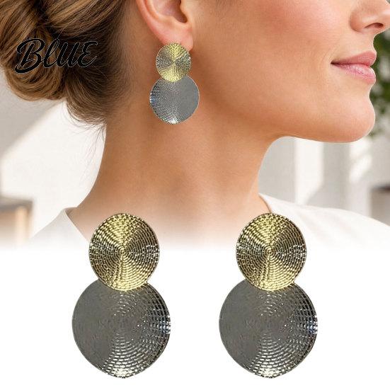 Versatile Earrings 1 Pair Large Double Round Disc Dangle Drop