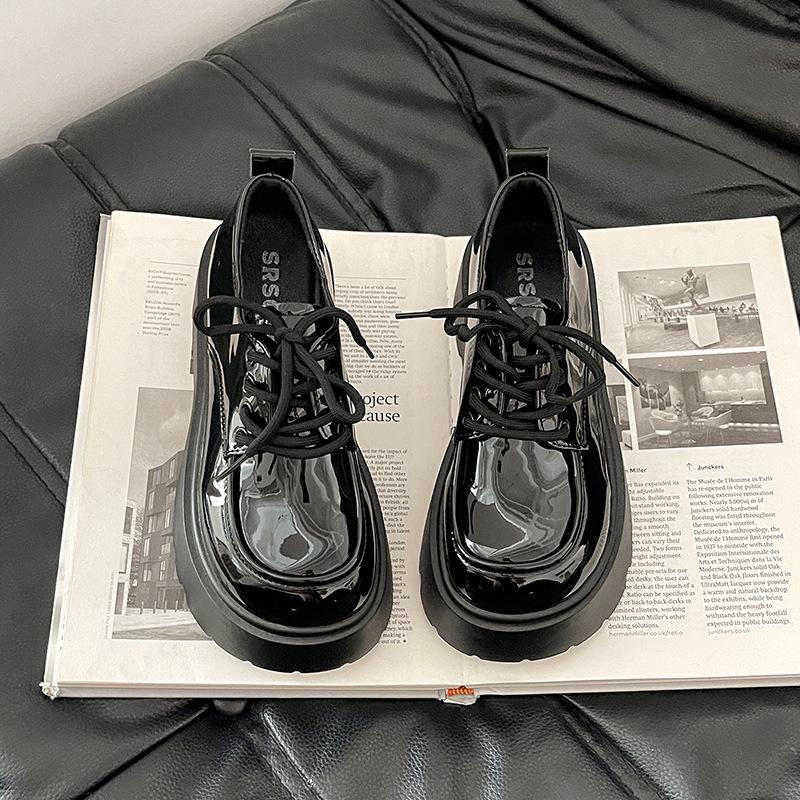 

Лоферы в британском стиле на платформе, маленькие кожаные туфли женские 2025 новая весна и осень, универсальная юбка, сказочный стиль, черные туфли-одиночки, тренд 35