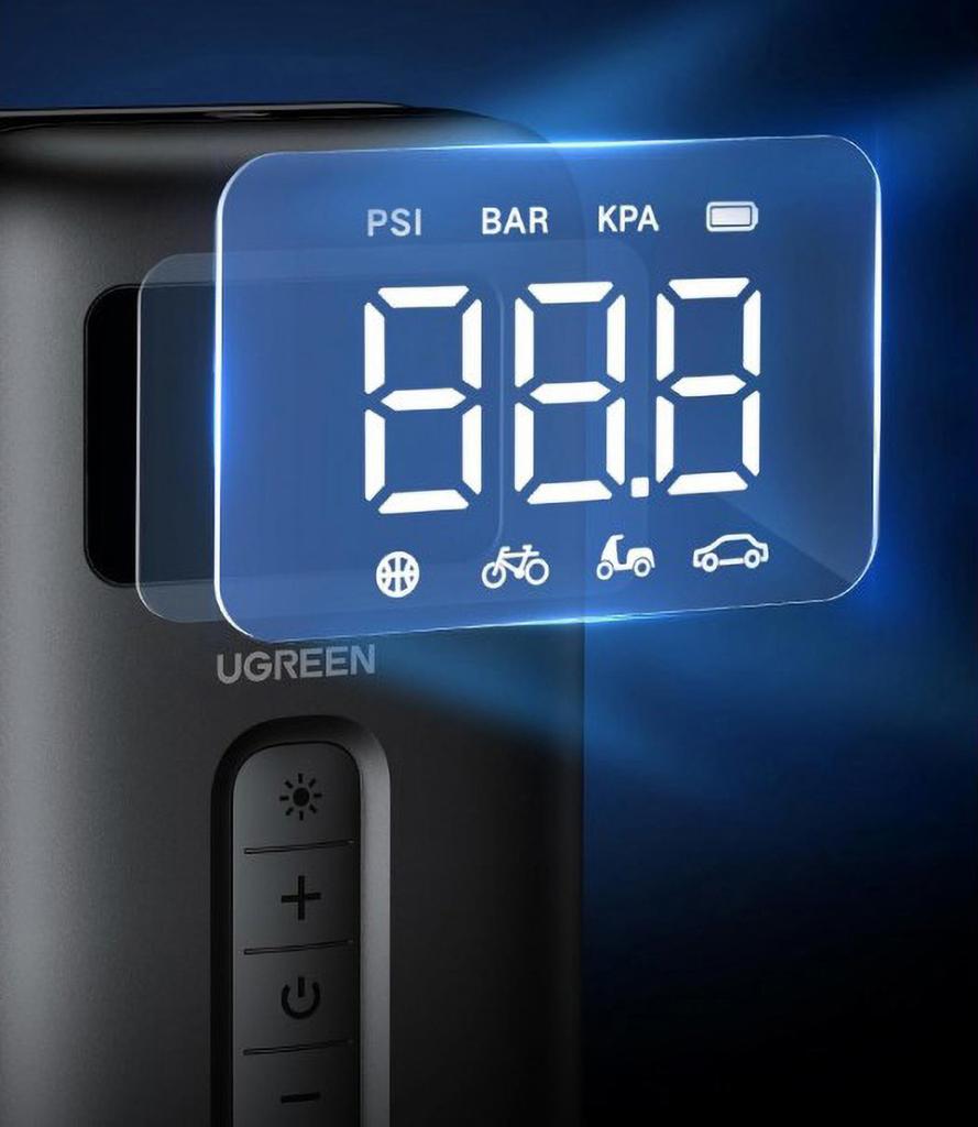 Ugreen CD259 Digital Tire Inflator & LED Emergency Light - Black