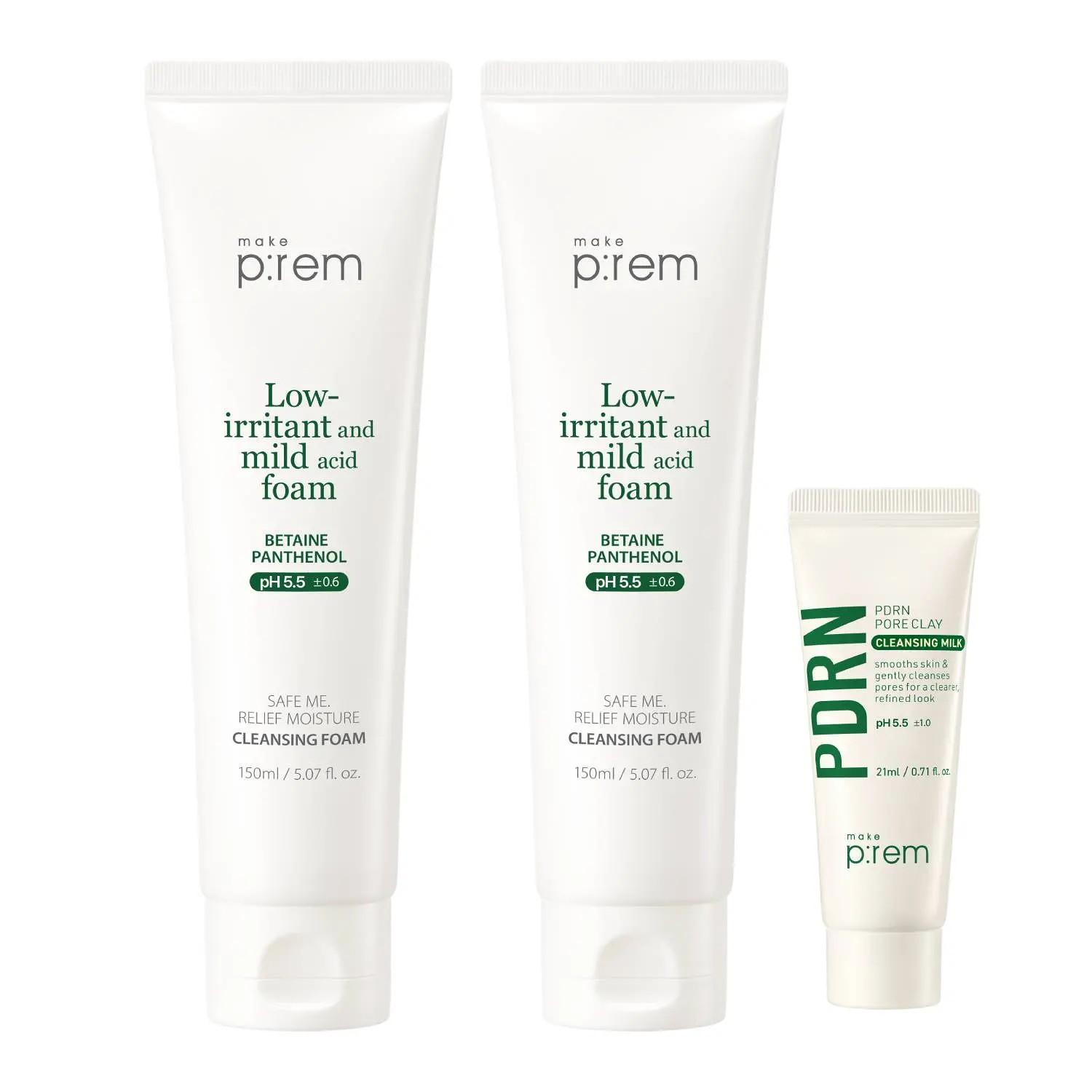 make p:rem Moisture Cleansing Foam Set (150 ml × 2 + PDRN Cleansing Milk 21 ml)