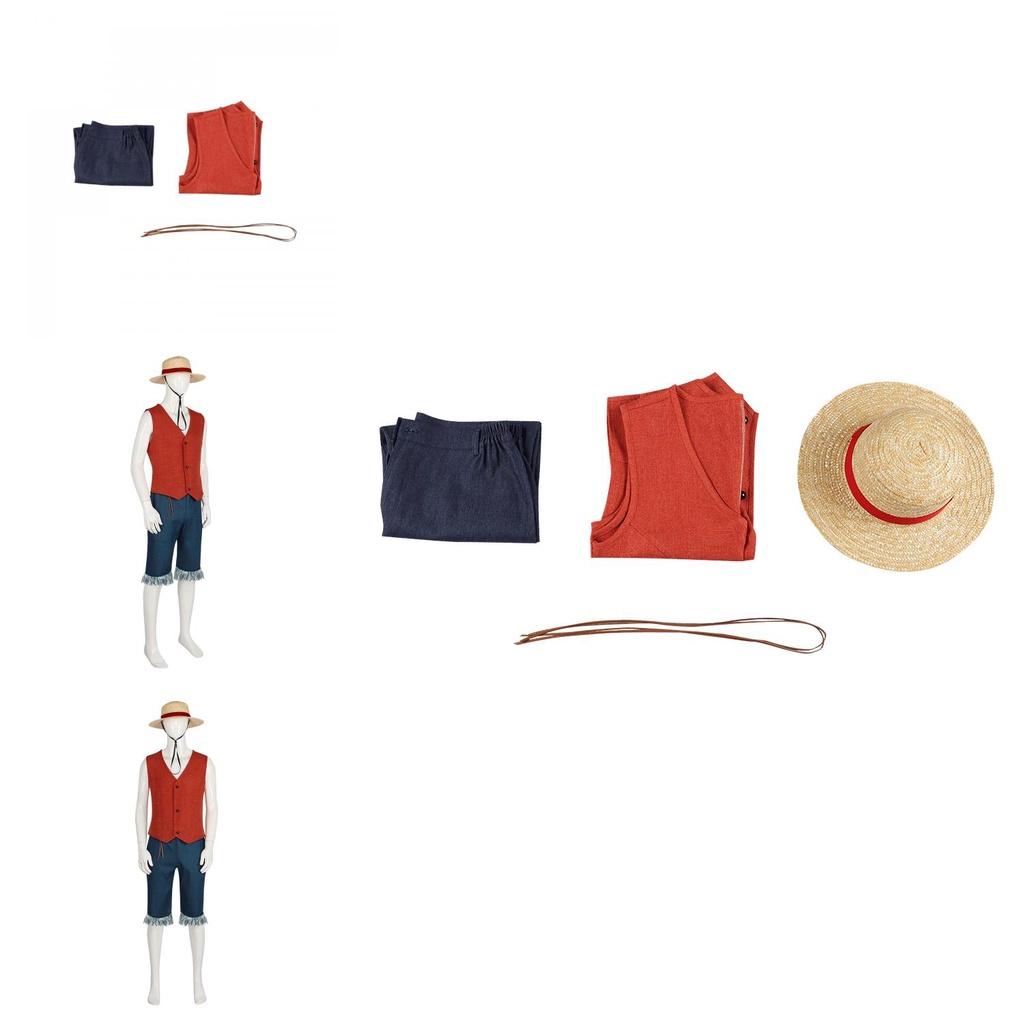 One Piece Luffy Real-Life Filmkostüm für Herren Piratenkönig Wano Königreich Cosplay