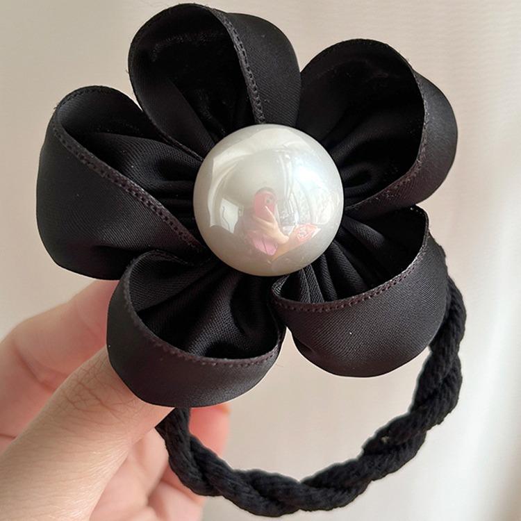 French Stain Rose Flower Elastic Hairbands Women Girls Hair Ropes Ties Flower Hair Scrunchies Ponytail Holder Hair Accessories