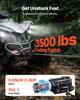 1587 kg Electric Winch, 12V DC ATV/UTV Winch with 5.5 mm x 10 m Synthetic Rope & Wired Remote Control, IP55 Waterproof, Aluminum Housing Fairlead