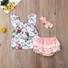 Toddler Kids Baby Girl 0-3Y Clothes Sets Ruffles Short Sleeve Floral Tops PP Shorts Headband Outfits Clothes Set