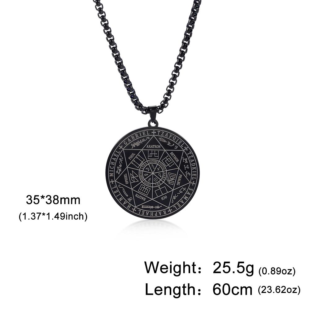 LIKGREAT Seal Of The Seven Archangels Necklaces Stainless Steel 7 Archangels Pendant Protection Amulet Vintage Kabbalah Jewelry