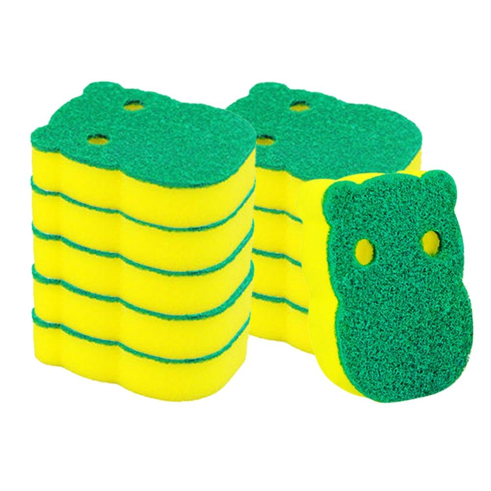 10Pcs Dishwashing Sponge Wipe Kitchen Cleaning Double Sided Brush Pot Dishwashing Cloth