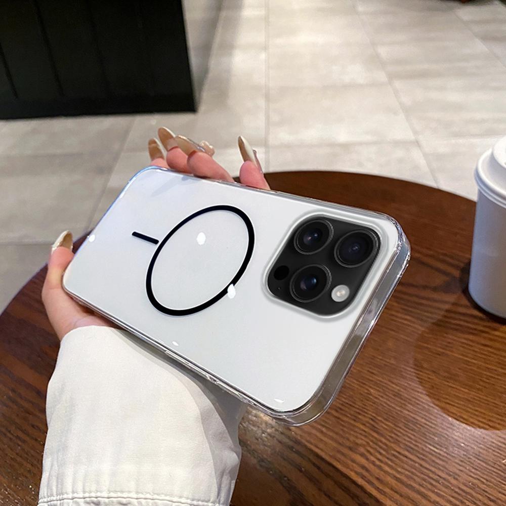 

For iPhone 16 Pro Max Case Compatible with MagSafe Clear Slim PC Phone Back Cover Transparent Black