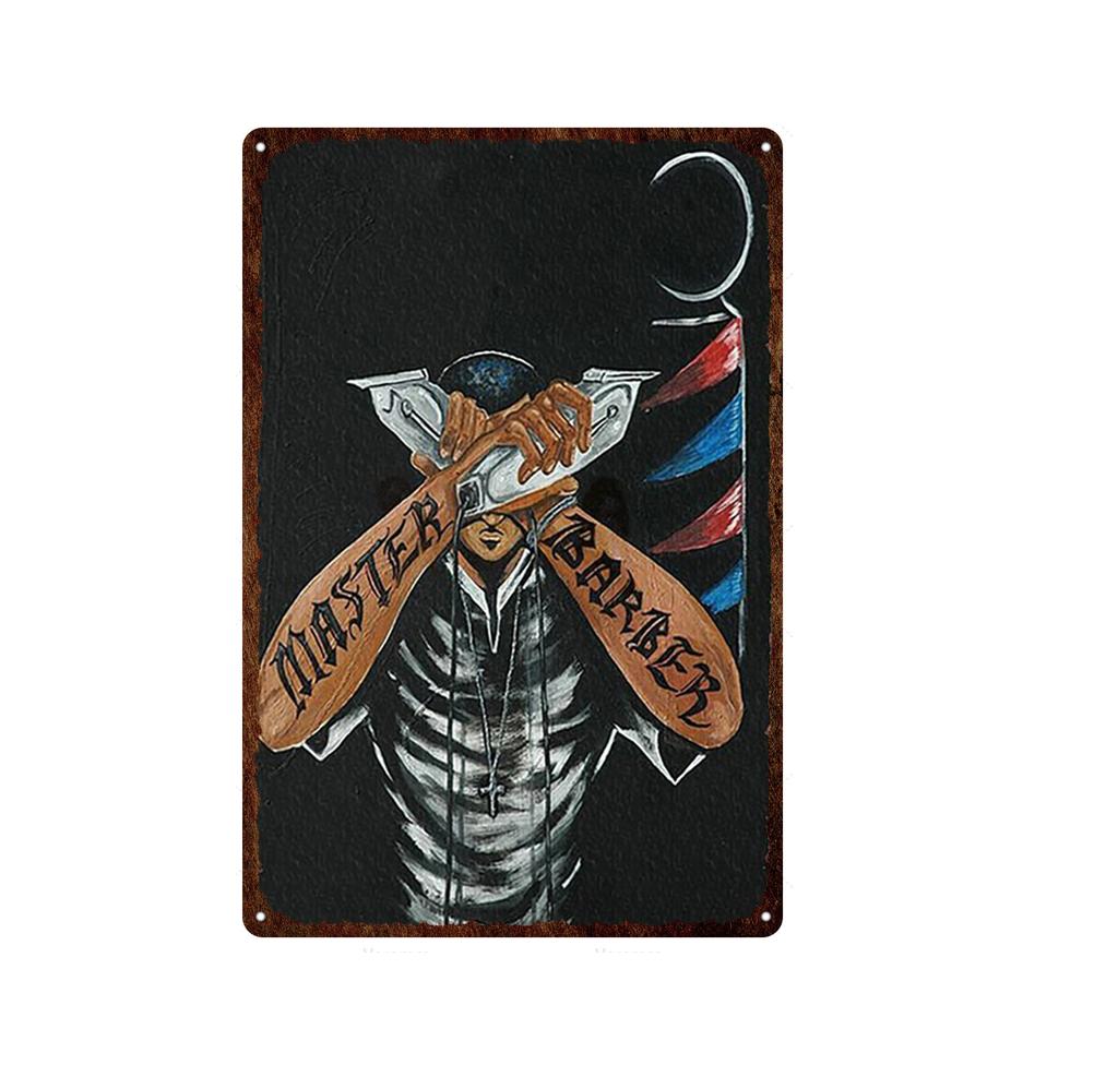 Outils de barbier de Style européen, signe en étain en métal, plaque murale Vintage, décor de magasin de tatouage, Plaques de peinture imprimées artistiques