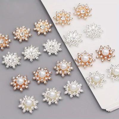 10 Pcs. Snowflake Base Metal Strass Shiny Buttons for Clothing Shoes Bags Accessories Crafts DIY
