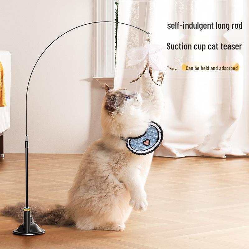 Self-Entertainment Cat Teaser Wand with Suction Cup - Stress Relief Toy for Kittens