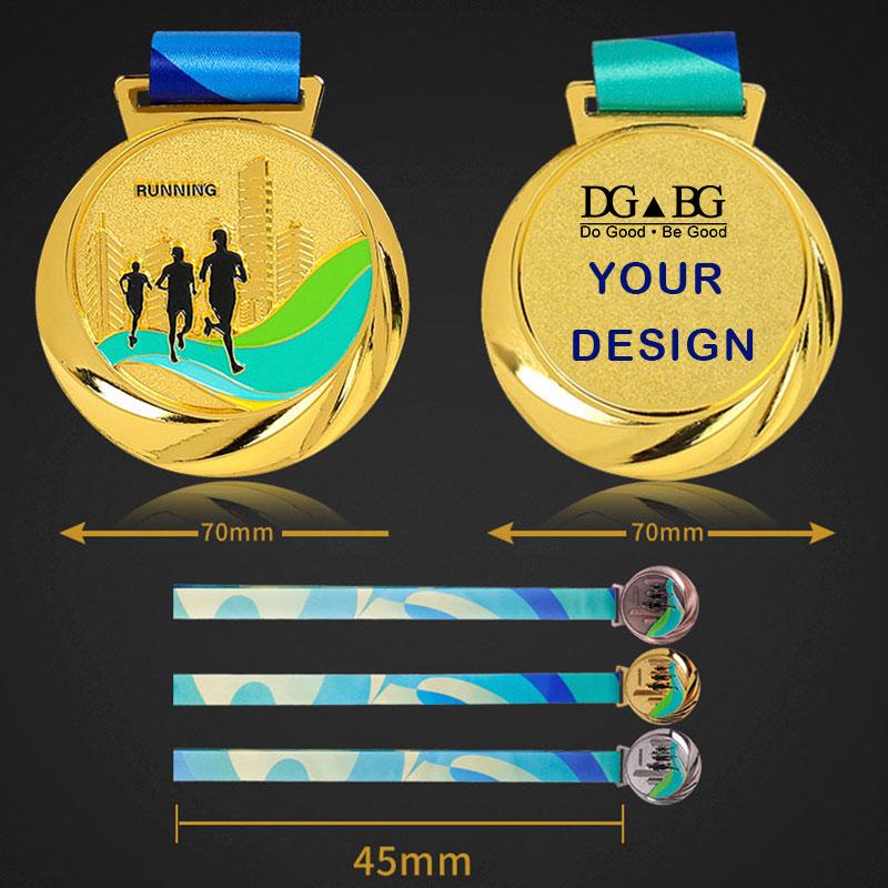 Running Runner Gold Medals Trophy Award With Neck Ribbons Express Medal Various Souvenir School Sports Prize Gift Custom Made
