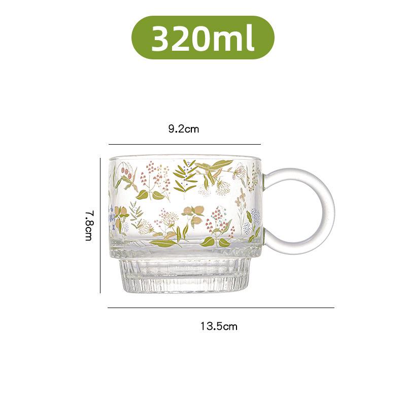 Ins Style Thick-Bottom Oatmeal Breakfast Glass Mug with Handle 301-400ml