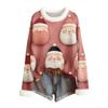 Women's Fashionable Christmas Printed Wool Collar Sweater Casual Long Sleeved Knitted Pullover Top