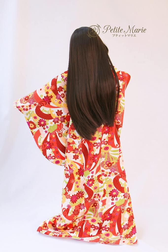 [Petite Marie] 13 DD DDS Compatible Formal Kimono 9-Piece Set (Uchikake, Kimono, Undergarment, Obi, Obiage, Obijime, 2 Koshihimo, Fur Trim, Tabi)