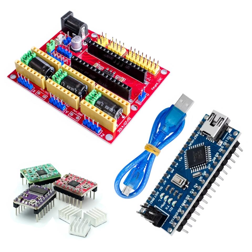 CNC Shield V4 Engraving Machine 3D Printer + Nano 3.0 with USB Cable+3pcs A4988 / DRV8825 Reprap Stepper Drivers Set For Arduino
