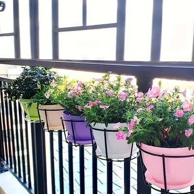 5pcs Flower Stand Iron Rail Balcony Round Hanging Green Carrot Potted Succulent Pot Plant Hanging Flower Stand