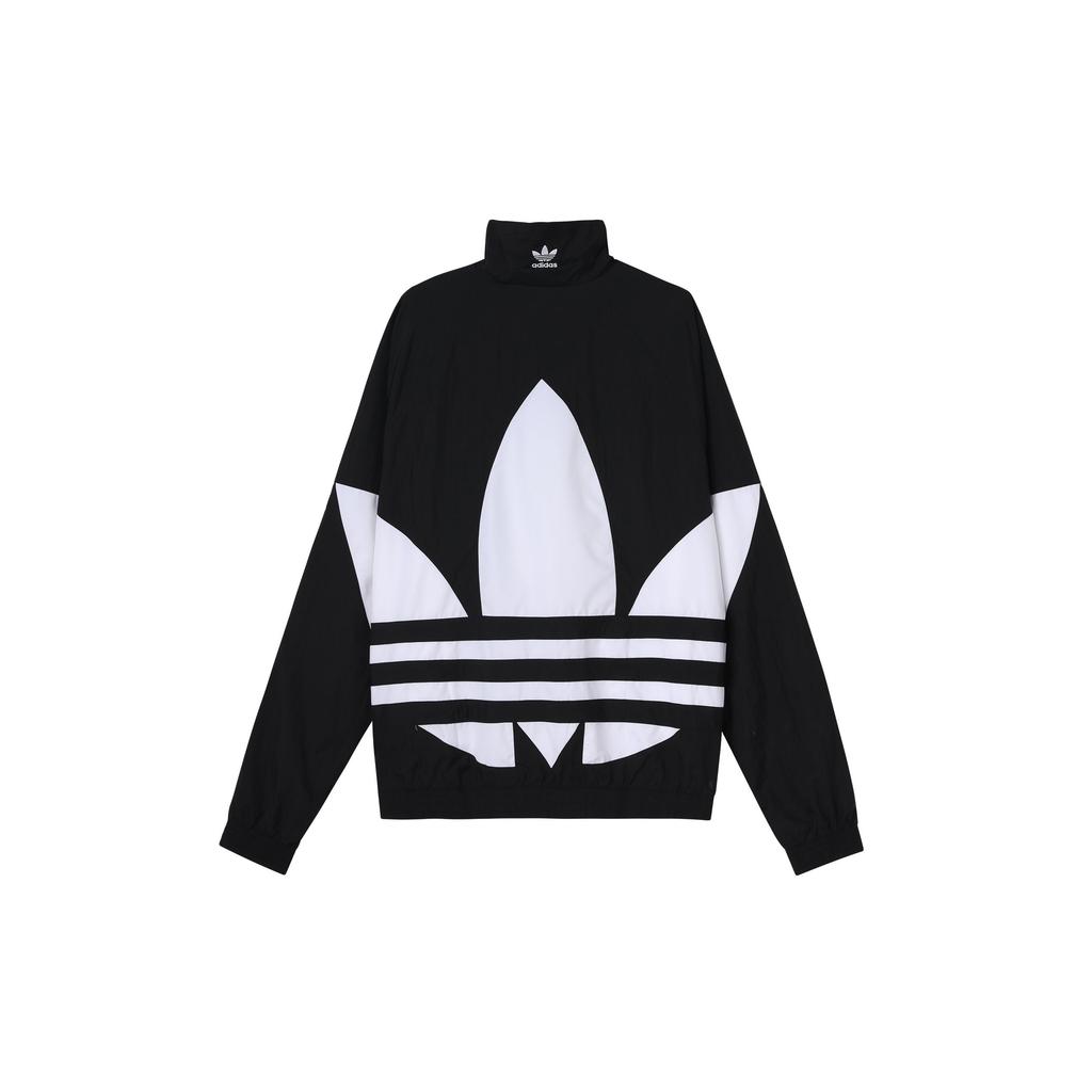 adidas Originals Felpa da Tuta Big Trefoil Blu Marino Notte Zip Intera Giacca Sportiva Retro Uomo Top Neri FM9892