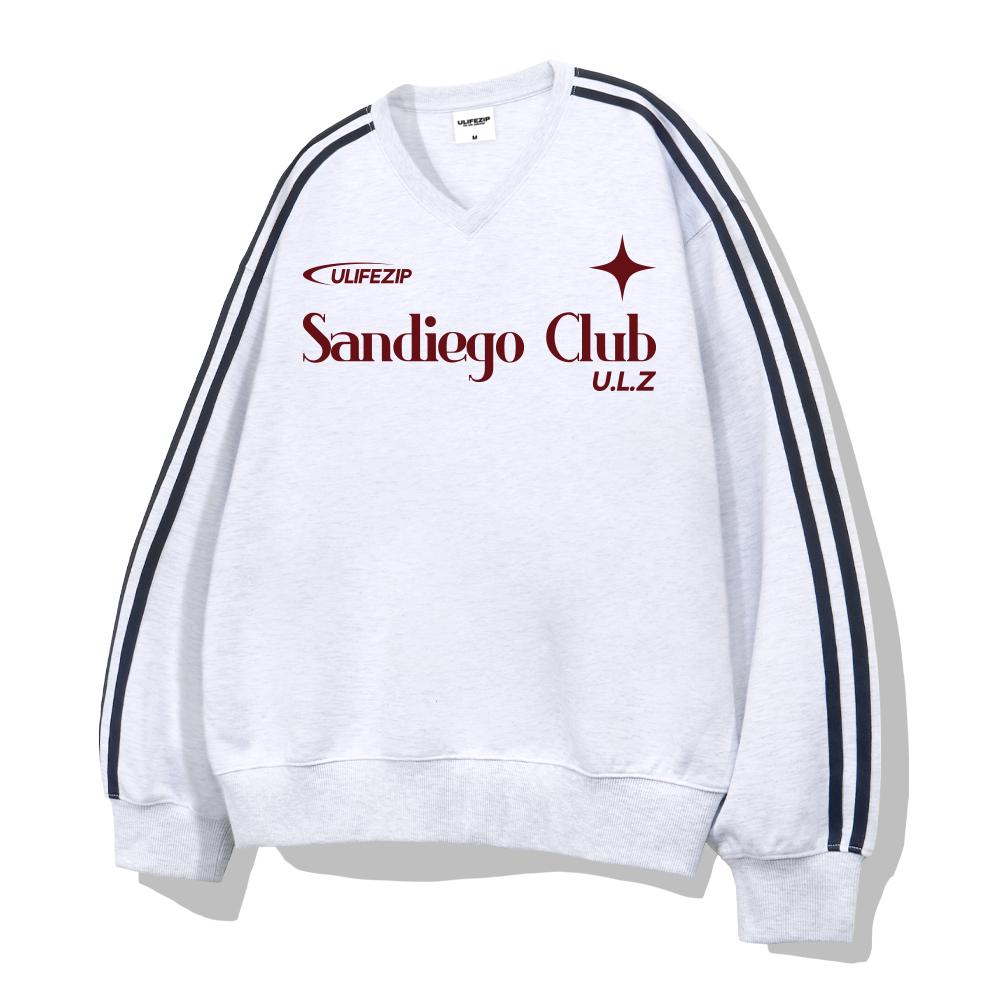 ULIFEZIP San Diego Club Oversized Track V-Neck Sweatshirt 4 Colors [Ulzv_0002]